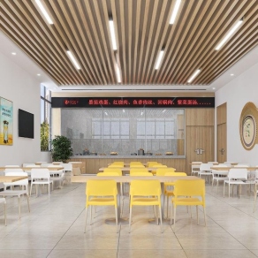 现代餐厅食堂3D模型下载